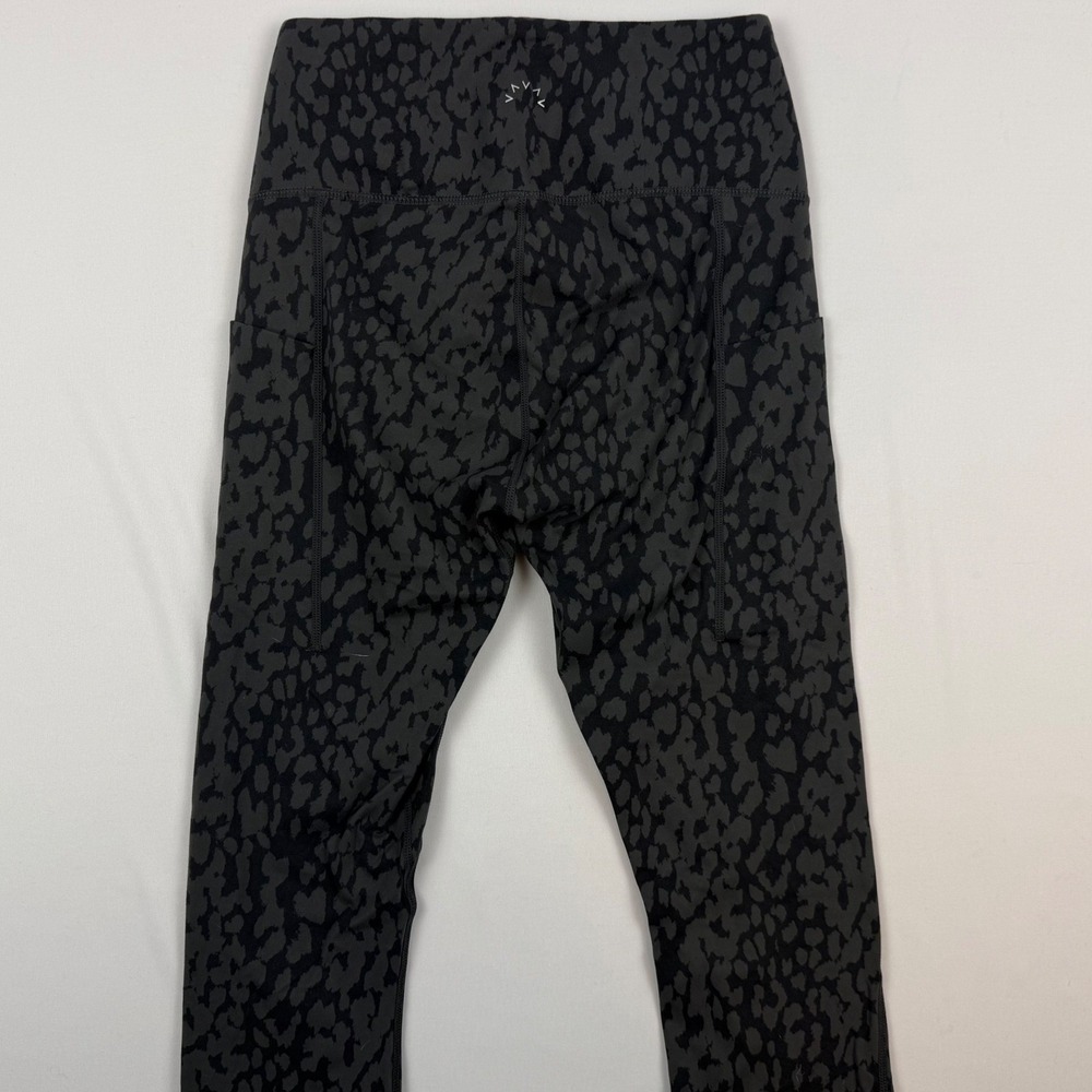 Varley Womens XS High Rise Leopard Print Athletic Leggings Black Grey Pockets - Picture 2 of 12
